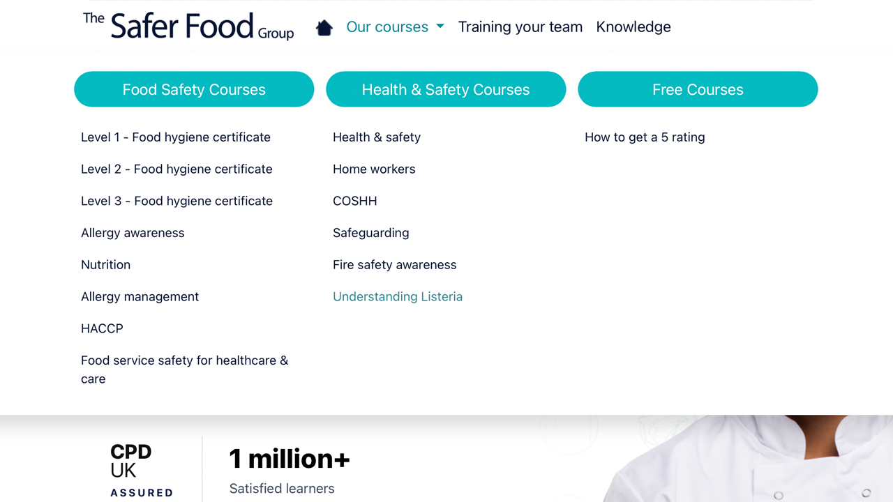 Our courses menu
