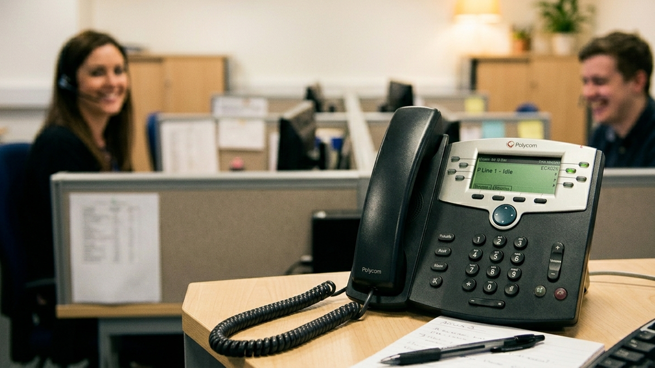 call center phone on desk
