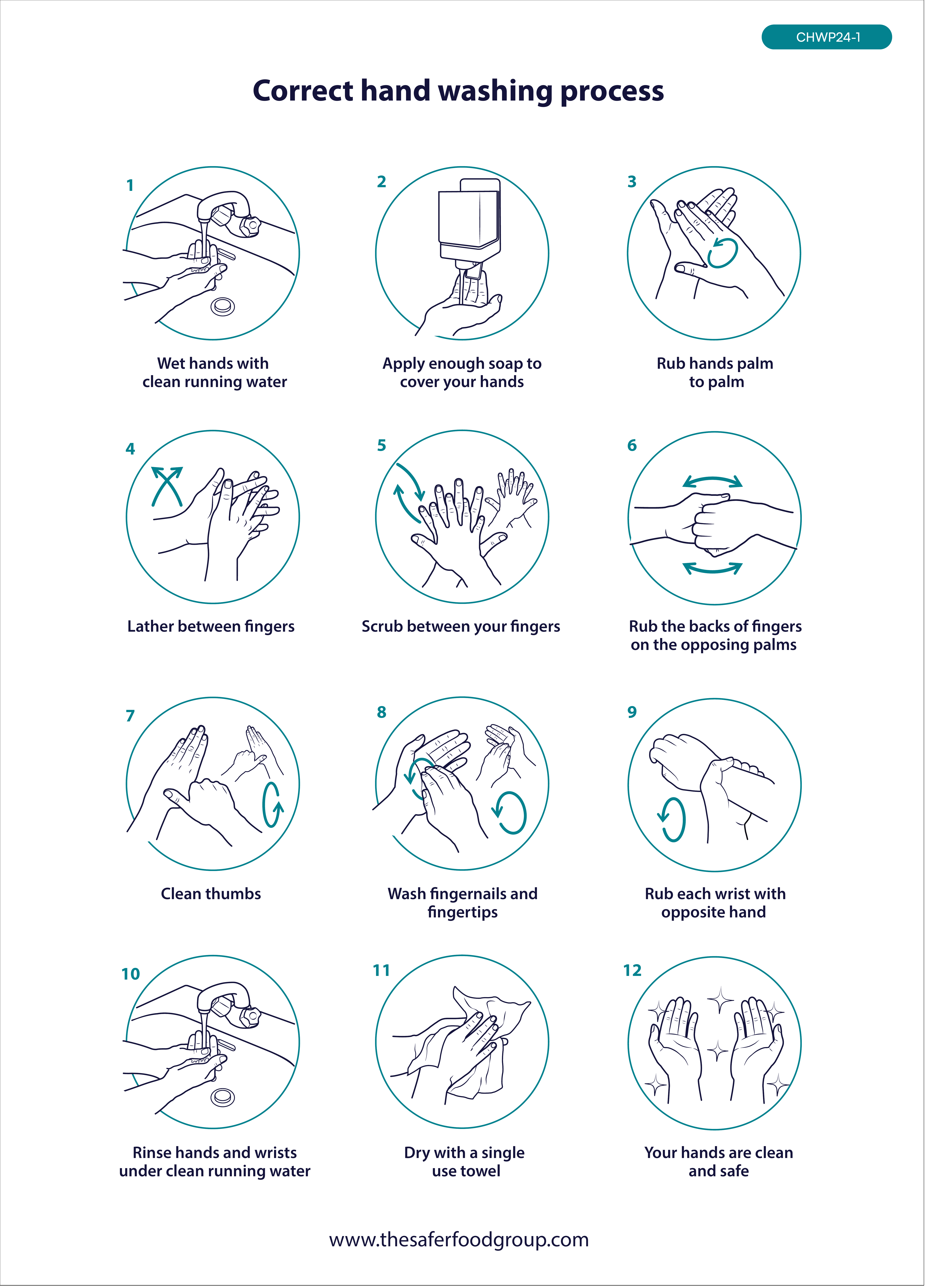 Correct hand washing process poster preview
